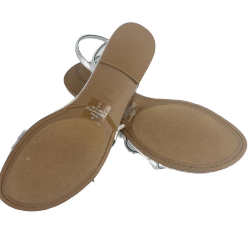 Guess Teagin Studded Strappy Sandals Silver -8 - Picture 8 of 8